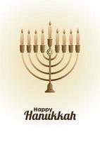 happy hanukkah celebration with golden candelabrum vector