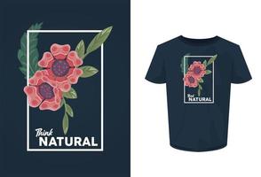 Piensa en estampado de camisa natural con flores. vector