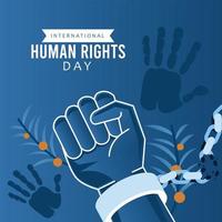 human rights day poster with hand breaking handcuffs vector