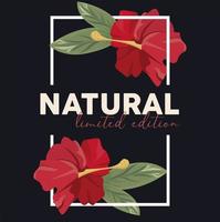 cartel de marco rectangular floral con palabra natural vector