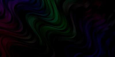 Dark Multicolor vector background with curved lines.