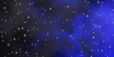 Dark BLUE vector background with small and big stars.