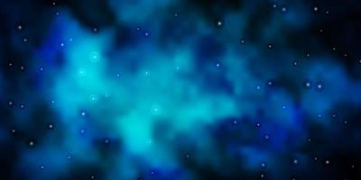 Dark BLUE vector background with small and big stars.