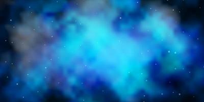 Dark BLUE vector background with small and big stars.