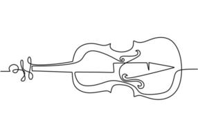 violín, un dibujo de línea continua. Instrumentos musicales de cuerda, ilustración de vector de diseño de concepto de minimalismo.
