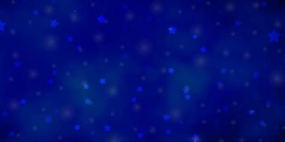 Dark BLUE vector background with small and big stars.