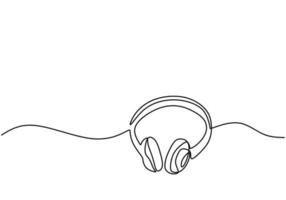 un dibujo de línea de altavoz para auriculares, dispositivo gadget continuo diseño de contorno dibujado a mano, aislado sobre fondo blanco. vector