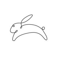 Rabbit continuous one line drawing, vector illustration minimalism.