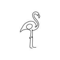 Flamingo simple line drawing, continuous one single hand drawn. Vector illustration minimalism style.