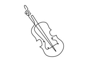 One line violin. Continuous single hand drawn minimalism. Vector illustration classical music instrument drawing.