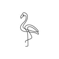 Flamingo simple line drawing, continuous one single hand drawn. Vector illustration minimalism style.