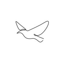 Flying bird one line drawing. Vector illustration minimalism style.