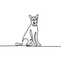 Dog one line drawing, vector illustration minimalism style.