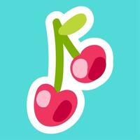 Cherry cartoon sticker vector