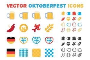 Stylish vector Oktoberfest and beer icons set