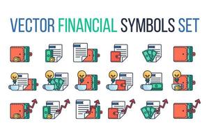 conjunto de símbolos financieros vector