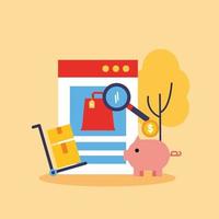 Webpage with online shopping technology vector