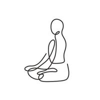 Abstract yoga line drawing. One continuous and single hand drawn minimalism, vector illustration person doing spiritual wellness