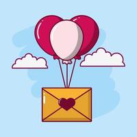 Valentine's Day design with envelope and balloons vector