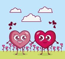 Valentine's Day design with heart characters vector