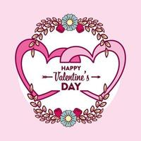 Happy Valentine's Day card with hearts vector