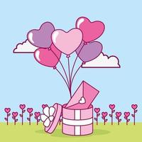 Valentine's Day design with cute gift box vector