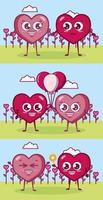 Valentine's Day design set with heart characters vector