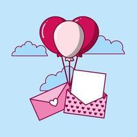 Valentine's Day design with envelope and balloons vector