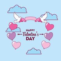 Valentine's Day design with doves flying vector