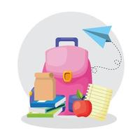 back to school poster with schoolbag and supplies vector