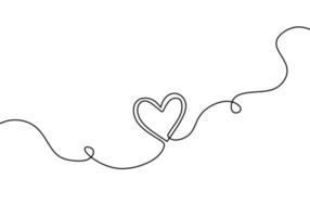 Continuous line drawing of heart, one hand drawn sketch vector illustration.