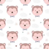 Hand drawn animal style. Cute monkey cartoon doodle pastel wallpaper vector