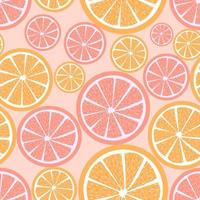 Summer citrus repetitive background with slices of fruits vector