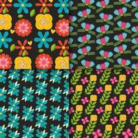 Cute floral pattern background set vector