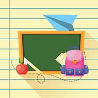 back to school poster with chalkboard and supplies vector