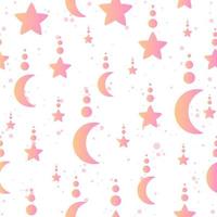 Minimalistic celestial seamless pattern with moons and stars vector