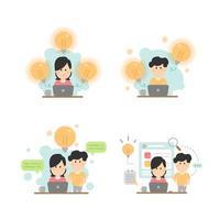 Business meeting and brainstorming set vector