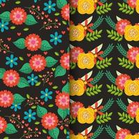 Cute floral pattern background set vector
