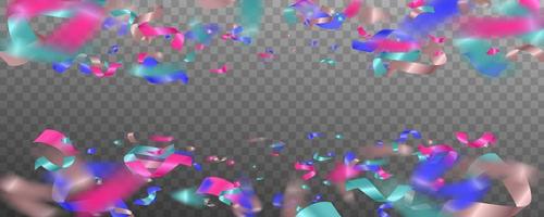 Colorful bright confetti isolated on transparent background. Abstract background with many falling tiny confetti pieces. vector