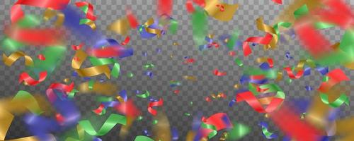 Colorful bright confetti isolated on transparent background. Abstract background with many falling tiny confetti pieces. vector