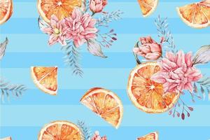 Seamless pattern of tangerines vector