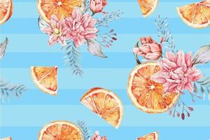 Seamless pattern of tangerines vector