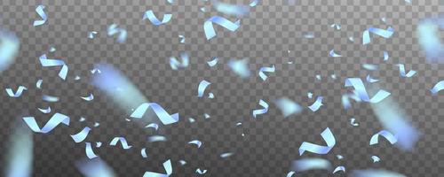 Shiny blue gold festive confetti isolated on transparent background. vector