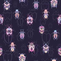 Different types of bugs seamless pattern vector