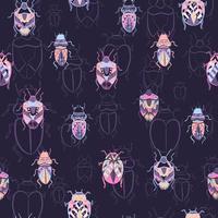 Different types of bugs seamless pattern vector