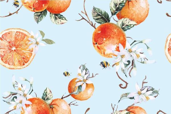 Seamless pattern of tangerines