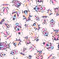 Tribal bugs with decorative lines seamless pattern vector