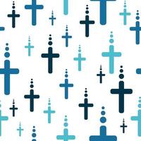 Simple seamless pattern with blue crosses vector