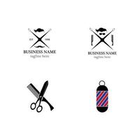 Barbershop logo icon set vector