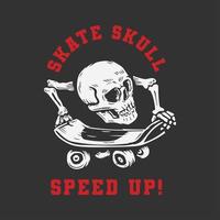 skull head playing skateboarding logo vector